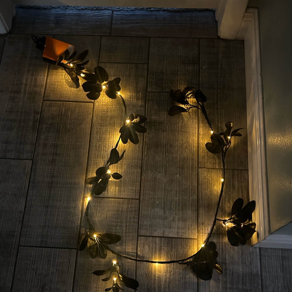 LED Garland Black Faux Leaves String Halloween Hyde & EEK! Boutique